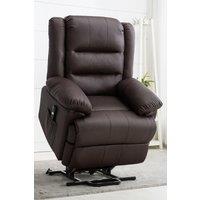 More4Homes Loxley Single Motor Electric Rise Recliner Bonded Leather Lift Chair in Brown