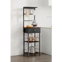 5-Tier Microwave Storage Rack Shelf Organiser with Hooks Drawer for Kitchen