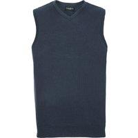 Russell Men's Collection V-Neck Sleevless Knitted Pullover Top Jumper in Navy | Size: Small