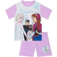 Disney Women's Elsa & Anna Short Pyjamas in Purple | Size: 6-7