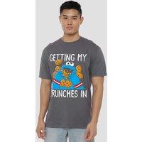 Sesame Street Cookie Monster My Crunches T-Shirt, Charcoal | Size: 2XL