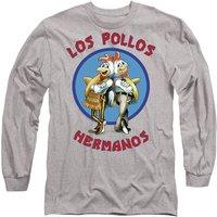 Breaking Bad Los Pollos Hermanos Long Sleeve T-Shirt, Athletic Heather in Grey | Size: XL