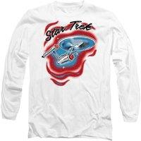 Star Trek Trek Airbrush Long Sleeve T-Shirt, White | Size: Large