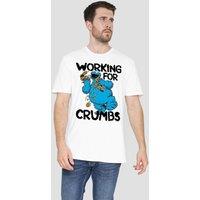 Sesame Street Cookie Monster Working For Crumbs T-Shirt, White | Size: 4XL