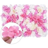 Neel Blue Artificial Flower Wall Panel Decorative Wedding Photography Backdrop in Bright Pink