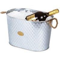 LIVIVO Polished Steel Ice Bucket Drinks Cooler Champagne Wine Bucket with Rope Handles for Parties & Entertaining in Metallic Silver