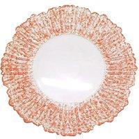 Neel Blue 33cm Charger Plates Crackled Glass Plates for Dinner Table Decoration in Rose Gold