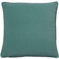 Furn Cosmo Soft Velvet Pom Pom Trimmed Cushion in Blue | Size: 45 cm x 45 cm
