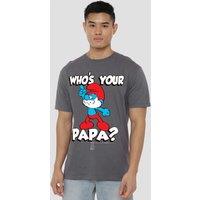 The Smurfs Smurfs Who'S Your Papa? T-Shirt, Charcoal | Size: 4XL