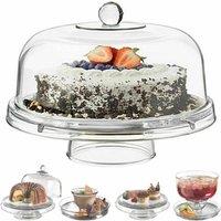 Gr8 Home Multi Functional 6in1 Clear Cake Stand Dome Platter Dip Server Punch Salad Bowl