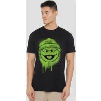 Sesame Street Oscar The Grouch Graffiti Spray Face T-Shirt, Black | Size: XL