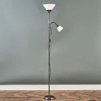 ValueLights Mozz Mother & Child Uplighter Floor Lamp with Side Lamp & LED Bulbs in Black