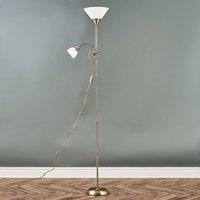 ValueLights Mozz Mother & Child Uplighter Floor Lamp with Side Lamp & LED Bulbs in Metallic Gold