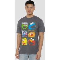 Sesame Street Group Squares T-Shirt, Charcoal | Size: Small