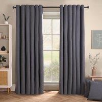 OHS Woven Texture Pair Of Eyelet Curtains in Charcoal | Size: 117 cm width x 183 cm drop