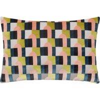 Paoletti Keela Cut Velvet Geometric Cushion in Pink