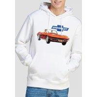 Chevrolet Chevy Corvette Vintage Ad Hoodie, White | Size: Large