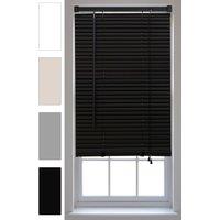 Furnished Venetian Window Blinds Trimmable 25mm PVC Slats in Black | Size: 110 cm width x 210 cm drop