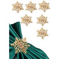 Neel Blue Snowflake Napkin Rings, Christmas Napkin Holder with Diamante Rhinestone - 6pcs in Gold