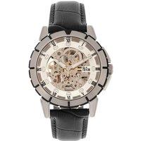 Philippe Automatic Skeleton Leather-Band Watch