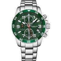 STHRLING Original Men's Concorso Quartz 40mm Chronograph Watch with Stainless Steel Link Bracelet in Green