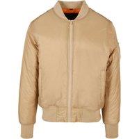 Build Your Brand Men's Contrast Bomber Jacket in Light Beige | Size: Medium