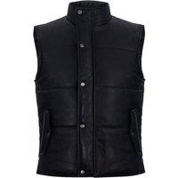 Infinity Leather Men's Puffer Warmer Waistcoat Sleeveless Padded Leather Jacket in Black | Size: Small