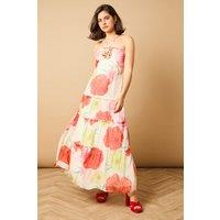 Oasis Women's Rosette Detail Halterneck Midi Dress in Ivory | Size: 10