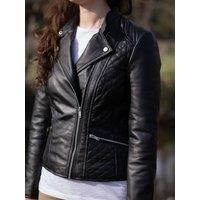 Lakeland Leather Women's Penny' Leather Biker Jacket in Black | Size: 16