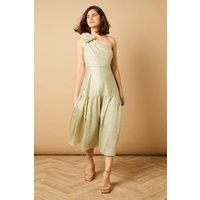 Oasis Women's Bow Shoulder Detail Midi Dress in Pistachio | Size: 10