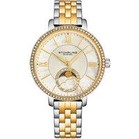4038 Women's Moonphase Watch Crystal Studded Bezel, and Mother-of-Pearl Dial with Stainless Steel Link Bracelet