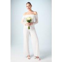 Bardot Long Sleeve Corset Bridal Jumpsuit