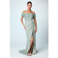 Coast Women's Sequin Bardot Maxi Bridesmaid Dress in Sage | Size: 10