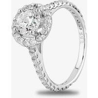 Starbright Women's Silver Round Cubic Zirconia Halo Shouldered Ring R3578 3A (56) | Size: 52 (L 1/2)