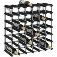 Berkfield Home Wine Rack for 42 Bottles Black Solid Pine Wood
