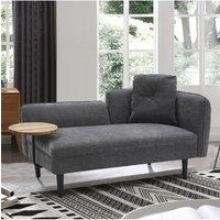 Linen Chaise Lounge with Tray Table