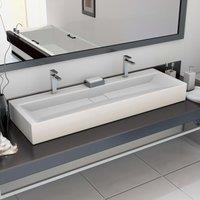 Berkfield Home Wash Basin 120x46x11 cm Mineral Cast/Marble Cast White | Size: 120 x 46 x 11 cm