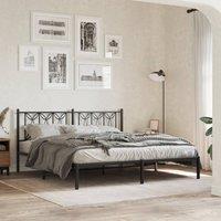 Metal Bed Frame without Mattress with Headboard Black 180x200cm