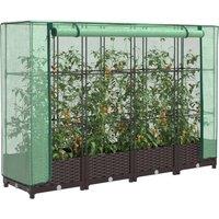 Raised Bed with Greenhouse Cover Rattan Look 160x40x123 cm