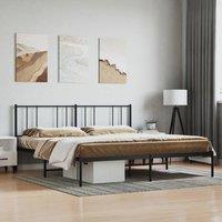 Berkfield Home Metal Bed Frame with Headboard Black 180x200 cm Super King