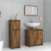 Berkfield Home 3 Piece Bathroom Furniture Set Smoked Oak Engineered Wood in Brown