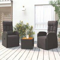 Berkfield Home 3 Piece Garden Lounge Set Black Poly Rattan&Solid Wood Acacia