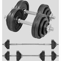 Phoenix Fitness 30kgCast Iron Adjustable Dumbbell & Barbell Weight Set for Home Workouts in Black | Size: 18-30kg