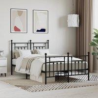 Berkfield Home Metal Bed Frame with Headboard & Footboard Black 135x190 cm Double
