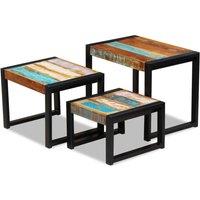 Berkfield Home Three Piece Nesting Tables Solid Reclaimed Wood