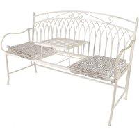 Dibor Vintage Large Cream Arched Outdoor Garden Furniture Companion Seat Garden Bench with Free Set of 2 Grey Box Cushions