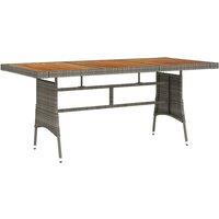 Berkfield Home Garden Table Grey 160x70x72 cm Poly Rattan & Solid Acacia Wood | Size: 160 x 70 x 72 cm