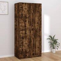 Berkfield Home Wardrobe Smoked Oak 90x50x200 cm Engineered Wood in Brown | Size: 90 x 50 x 200 cm