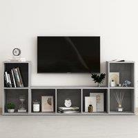 Berkfield Home 3 Piece TV Cabinet Set Concrete Grey Engineered Wood