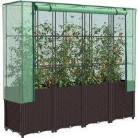 Berkfield Home Raised Bed with Greenhouse Cover Rattan Look 160x40x153 cm in Brown | Size: 160 x 40 x 153 cm